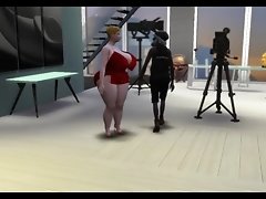 Big Arse News Anchor Blacmailed by Black Janitor 3D cartoon