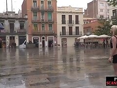 Lezdom redhead MILF shows teen 18+ bondservant outdoor in public