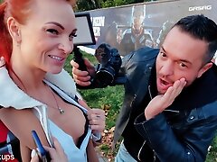 Kessie Shy & Andy Star in Redhead Kessie Shy Banged Behind Billboard! - KINK