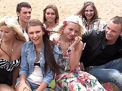Autumn & Grace & Molly & Olie & Savannah in outdoor orgy movie with hot student 18+ chicks