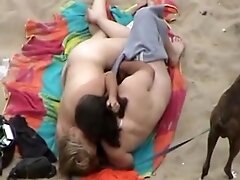 Amateur couple having sex on the beach