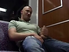 Gay masturbation in the subway
