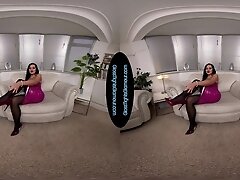 Bonnie Bellotti In Pink Pu Dress With Black Glossy Legwear Sans Gusset Joi - 8k Vr