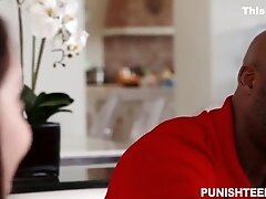 Beautiful Brunette Blowjobs Big Black Cock And Rides It With Nickey Huntsman