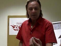 German brunette chick with a big ass gets hard pounding