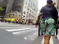 Big fluffy booty in colorful dress