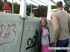 Chubby Blonde teen 18+ gets fucked by a stranger in public