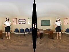 Teacher Tease; Solo Striptease Teacher Student White Lingerie Nylon Thigh Highs