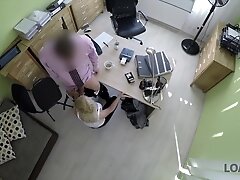 LOAN4K. Nice young lady gives a head and spreads legs in loan office