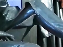 Rubber woman latex clothing transformation