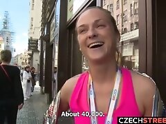 Marathon runner fucks for money in Public