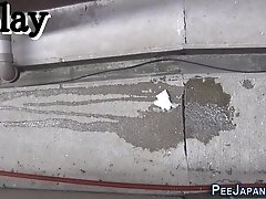 Petite Asian With Hairy Pussy Peeing Outdoors On Public